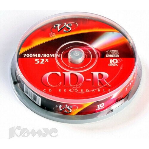 CD-R Носители информации CD-R, 52x, VS, Cake/10, VSCDRCB1001 диск cd r mirex 700 mb 52х maximum cake box 50 50 300