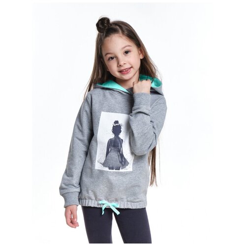фото Толстовка для девочки mini maxi, модель 7367, цвет бирюзовый/серый, размер 98
