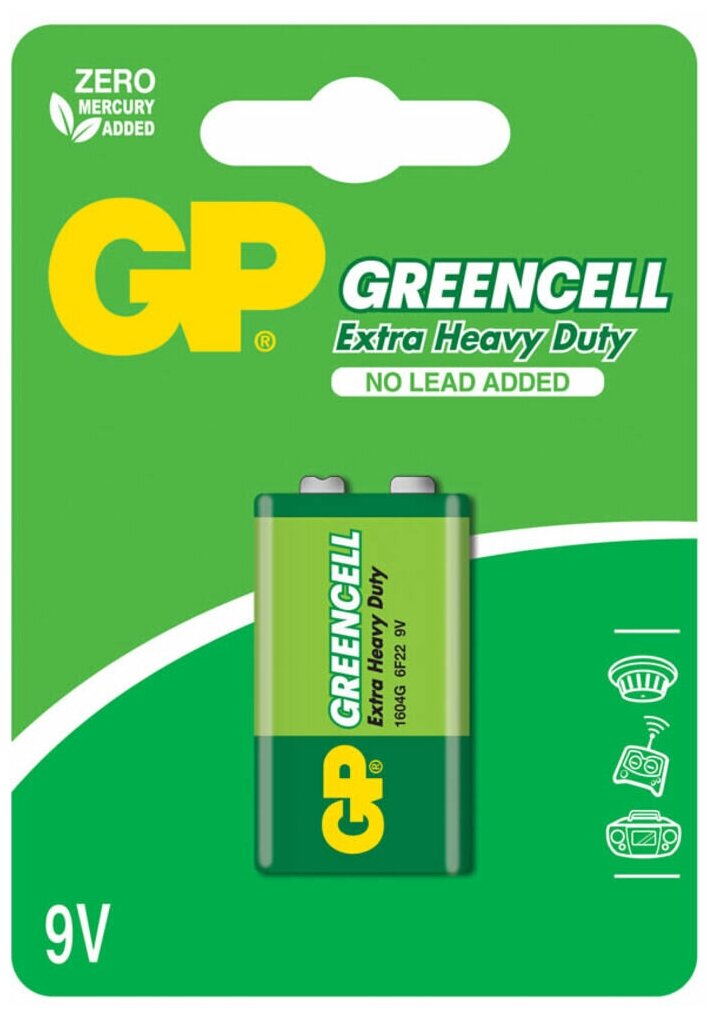 Батарейка крона 6LR61 GP GREENCELL 1604G-B