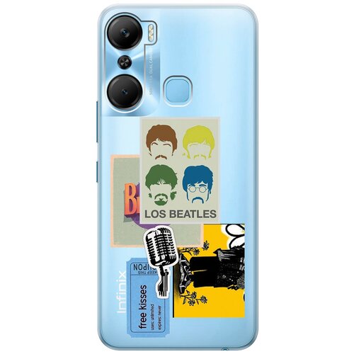 Силиконовый чехол на Infinix Hot 12 Pro, Инфиникс Хот 12 Про с 3D принтом Beatles Stickers прозрачный силиконовый чехол на infinix hot 12 pro инфиникс хот 12 про с 3d принтом beatles stickers прозрачный