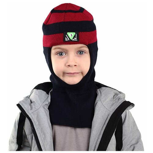 Шапка шлем для мальчика, бежевая/шапка демисезонная теплая на осень для мальчика/детская шапка-шлем для ребенка в полоску теплая на осень-весну