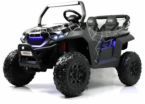 Детский двухместный электромобиль RiverToys T777TT 4WD черный Spider