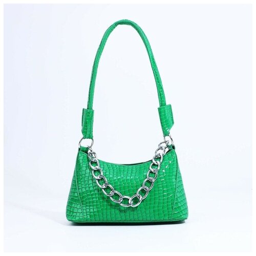 Сумка багет фактура под рептилию зелёный 815₽