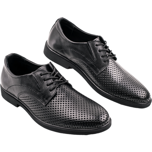 Туфли черные мужские кожаные летняя обувь/52202-00-45