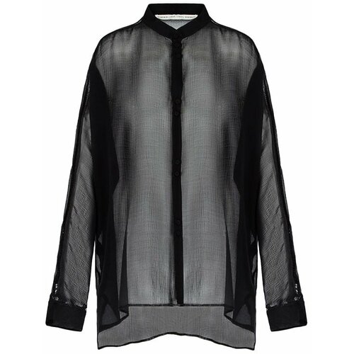 Блуза  Isabel Benenato, повседневный стиль, полупрозрачная, разрез, размер 48, черный
