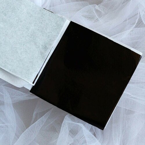 Поталь супер глянцевая зеркальная полимерная Черный №16, пачка 100 листов, 80х85 мм, 23KARAT