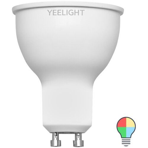 Лампа умная светодиодная Yeelight GU10 200-240 В 5 Вт спот прозрачная 350 лм, регулируемый цвет света RGBW, для диммера