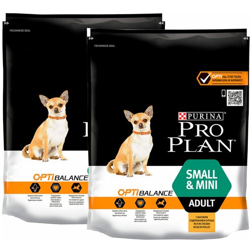 PRO PLAN ADULT DOG OPTIBALANCE SMALL & MINI для взрослых собак маленьких пород с курицей и рисом (0,7 + 0,7 кг) pro plan adult dog optiderma small