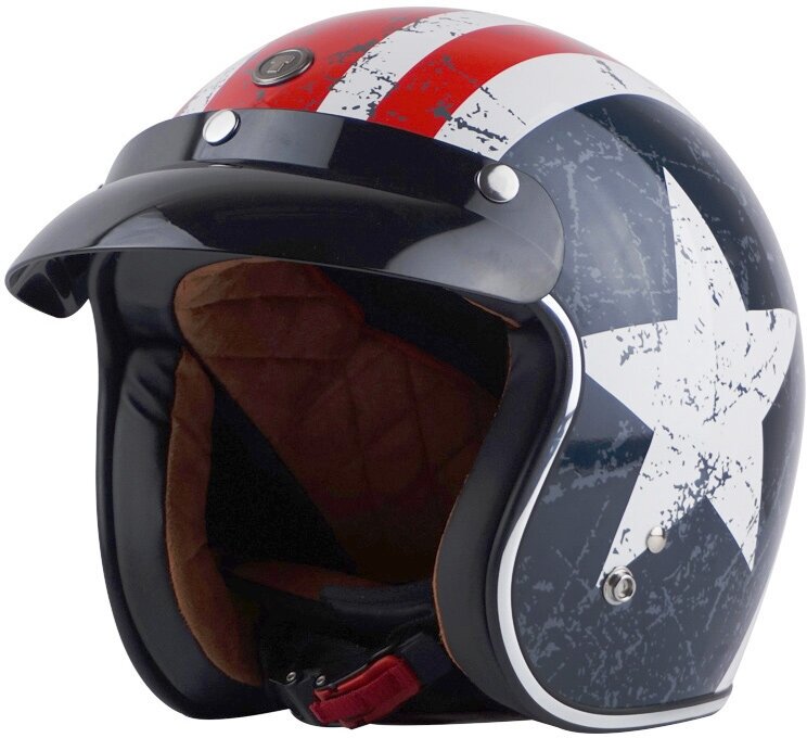 Шлем мотоциклетный /мотошлем в стиле Капитан Америка/каска для мотоцикла, байкерский шлем размерL