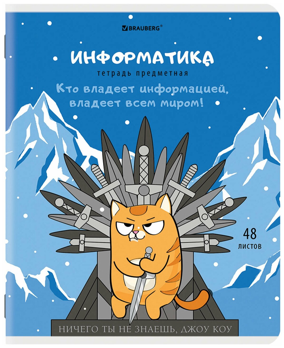 Тетрадь предметная "кот-энтузиаст" 48 л, TWIN-лак, информатика, клетка, подсказ, BRAUBERG, 404562 (упаковка 10 шт.)