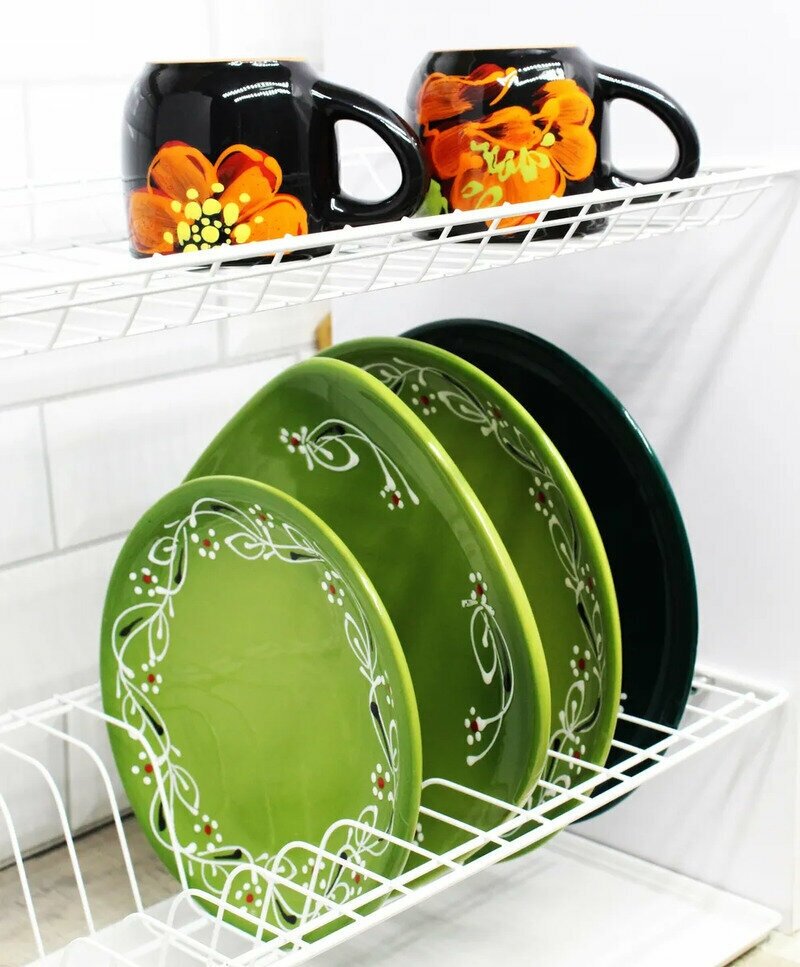 Сушилка для посуды с поддоном в шкаф 40 см, габариты 365х256, цвет белый - фотография № 3