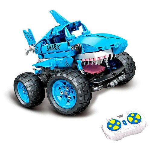 Конструктор на радиоуправлении / Shark Monster Truck / Гигантская акула / 546 деталей конструктор лего совместимый sembo block 705920 техника представительский седан hongqi l5 773 дет подарок внуку сыну ребенку