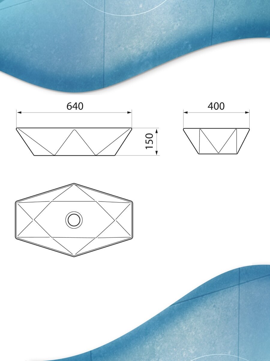 Раковина накладная на столешницу BAU Crystal 64х40, белая - фотография № 9