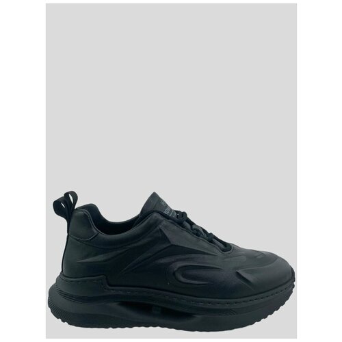 Кроссовки из натуральной кожи с рельефным орнаментом по всей площади на высокой прошитой черной подошве (4780) Цвет: Черный