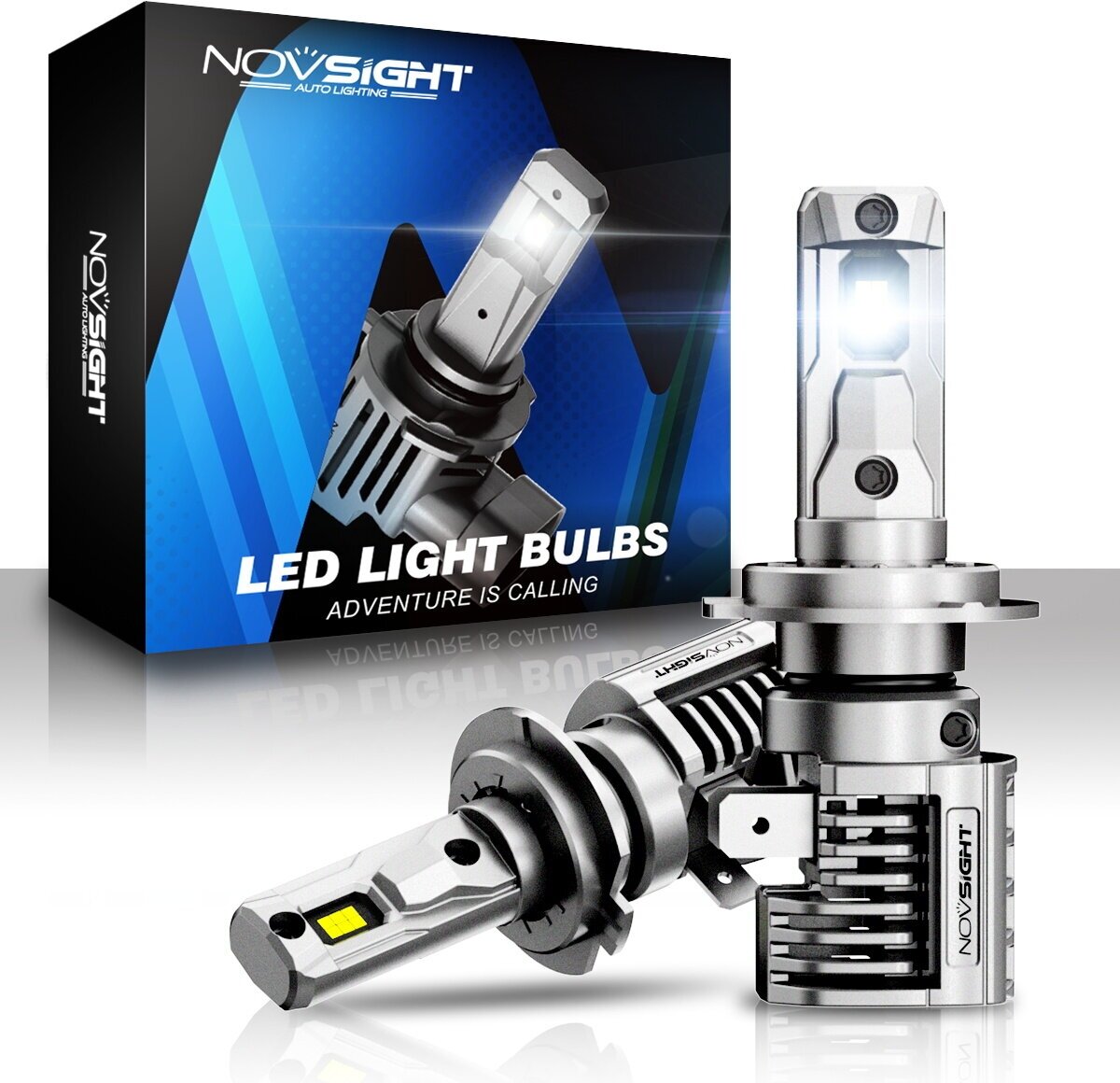 Светодиодная лампа Novsight N66 H7 цоколь PX26d 80Вт 2шт 6500К 15000Лм белый свет LED автомобильная