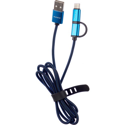 кабель maxvi mc 01l 2a 1 0m microusb белый Кабель MAXVI MC-12MT, синий