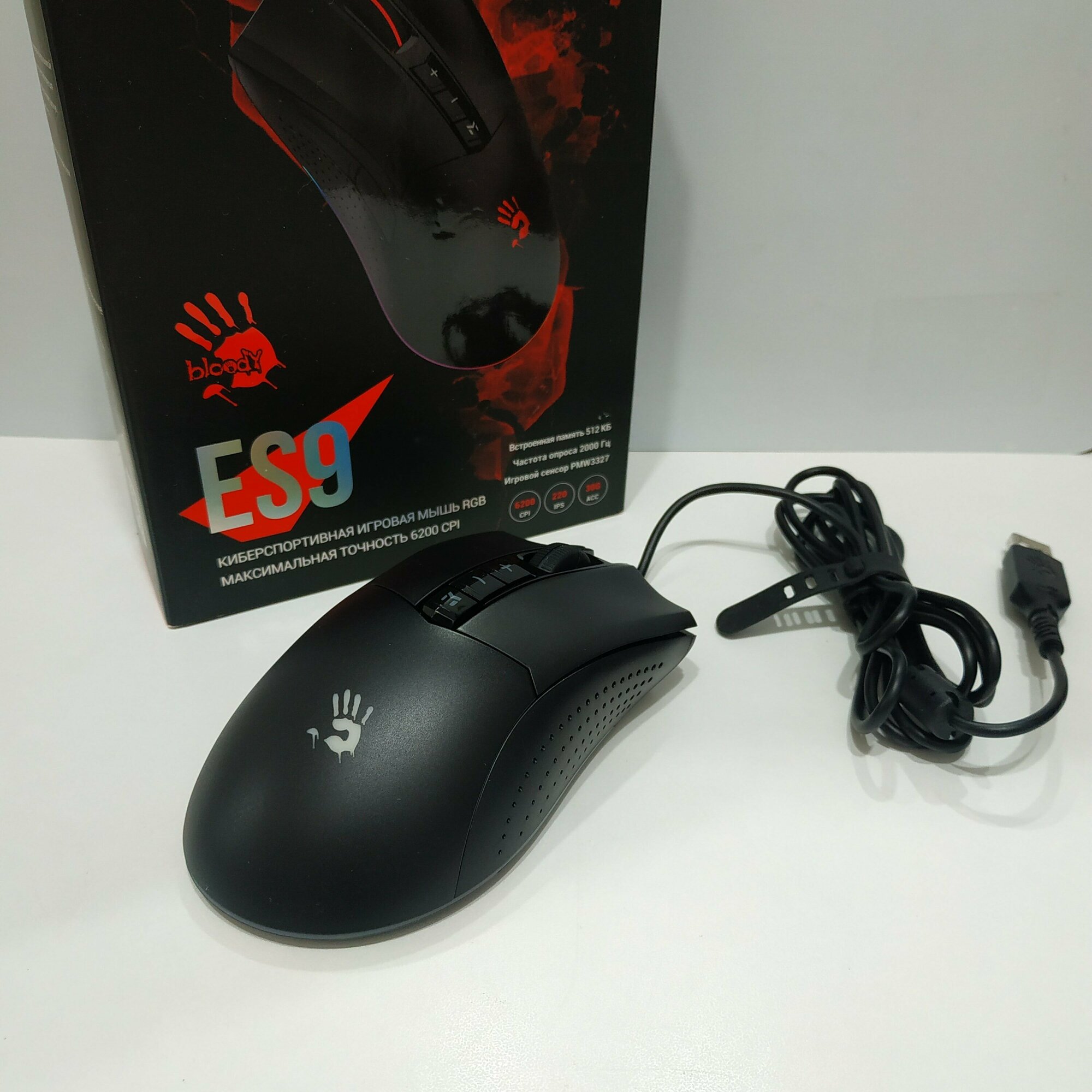 Мышь A4Tech Bloody ES9 черный оптическая (6200dpi) USB (7but)