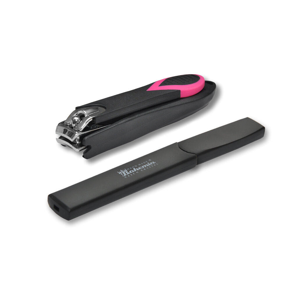 Пилка для ногтей BOHEMIA Czech Glass Nail Files стеклянная в пластиковом футляре и книпсер, набор 128440