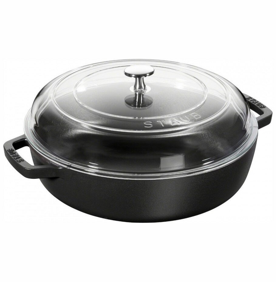 Сотейник со стеклянной крышкой, 26 см, 3,2л. черный Staub