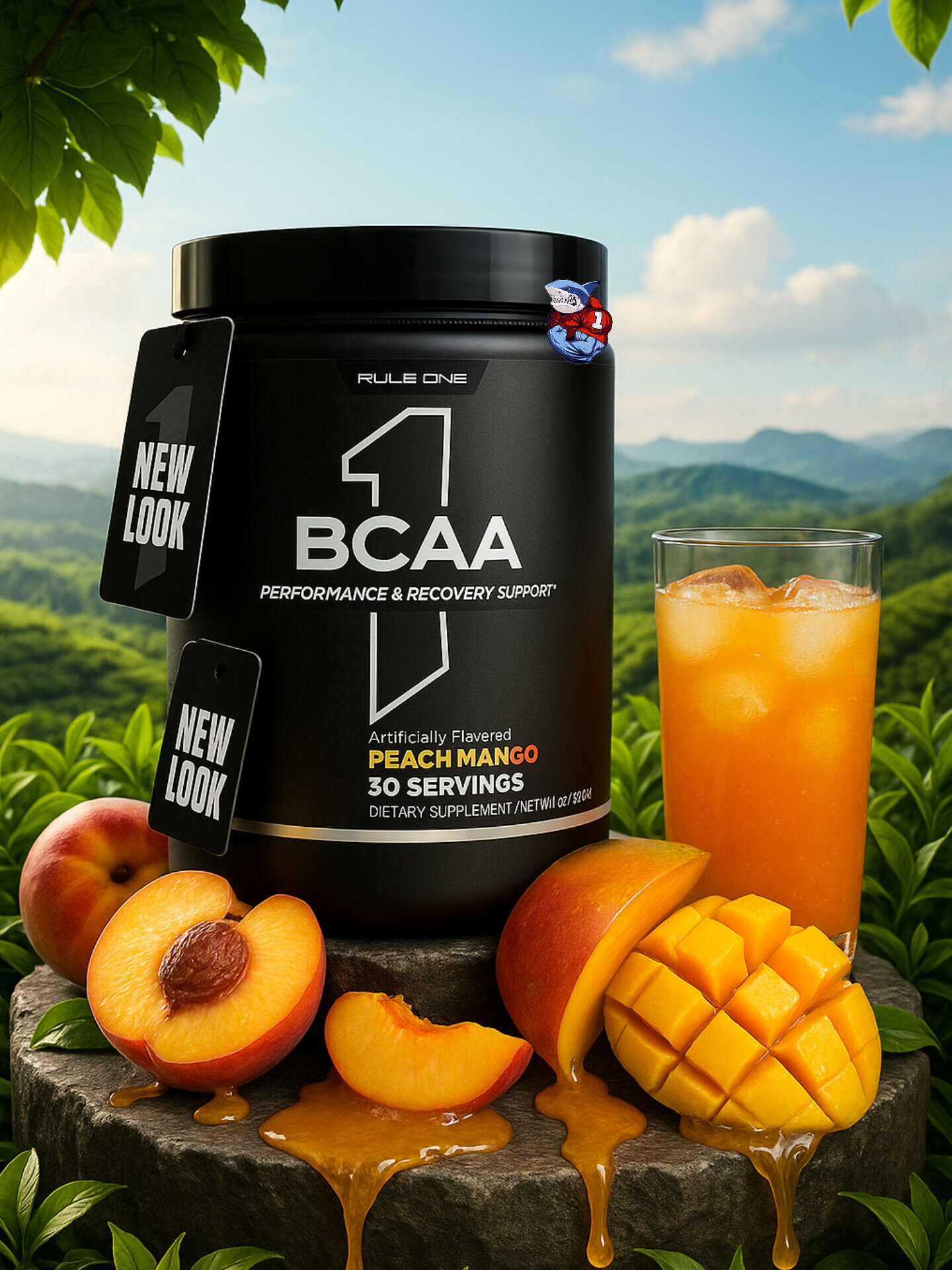 Bcaa от компании Rule One 30 порций для восстановления мышц. Персик Манго