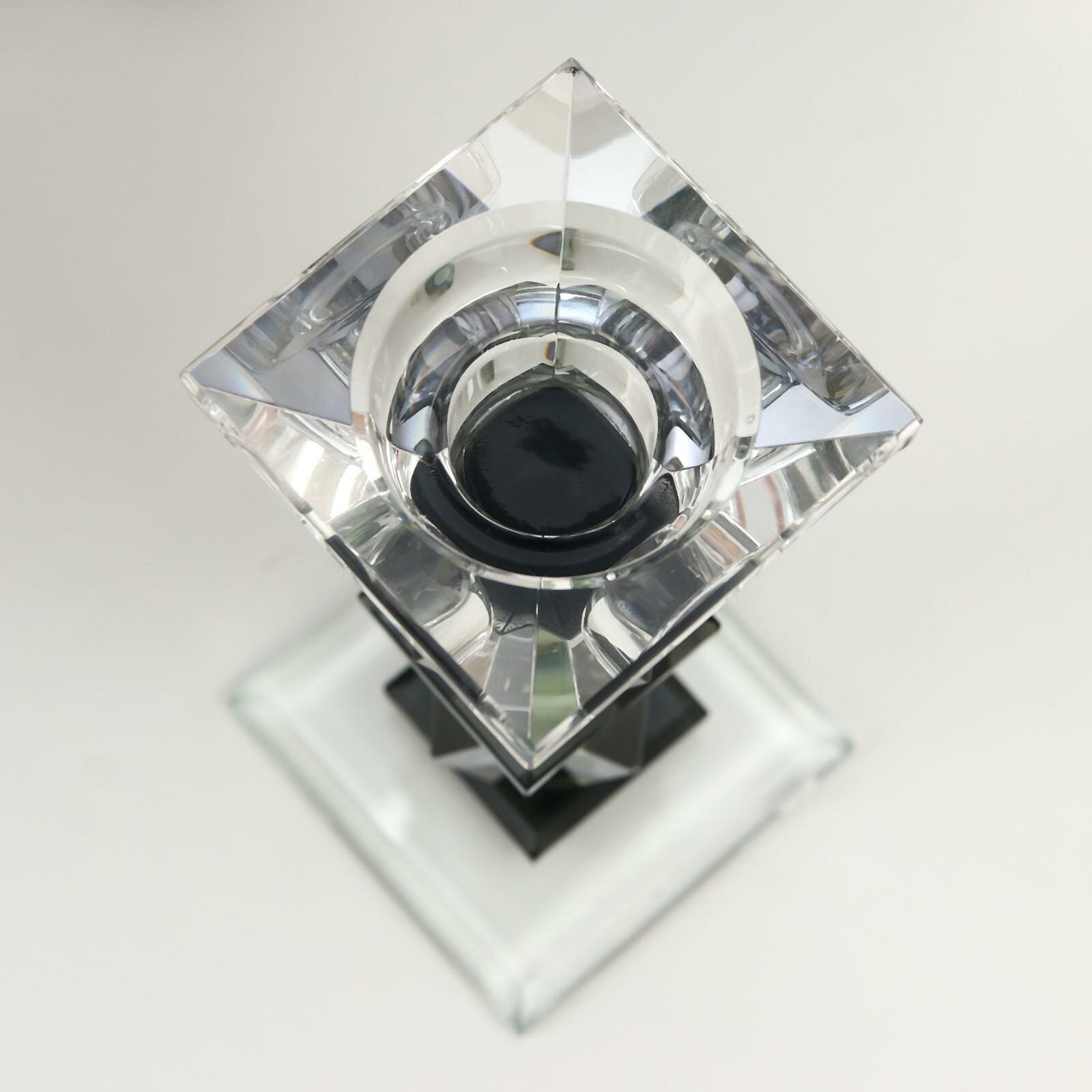 Подсвечник стекло на 1 свечу "Два ромба" прозрачный с чёрным 16х7х7 см - фотография № 3