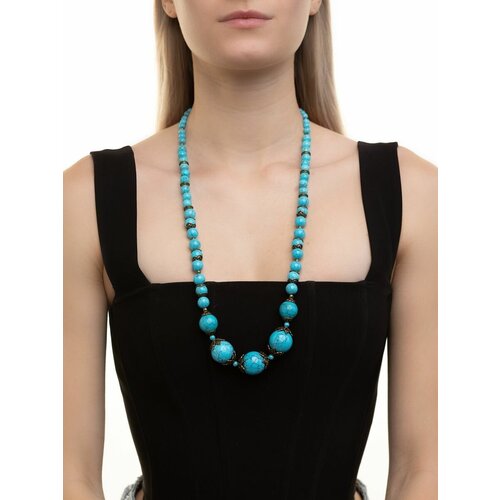 Бусы длинные из бирюзы крупные