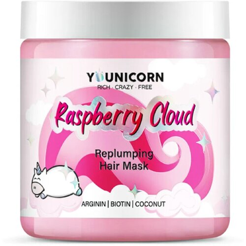 YOUNICORN Восстанавливающая маска для сухих, поврежденных волос RASPBERRY CLOUD, 250 мл