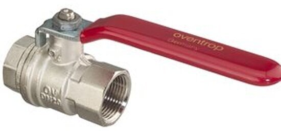 Кран шаровой Oventrop Optiflex KFE, DN-20, 3/4", Н, ручка-с ограничителем, латунь, со штуцером для шланга (мягкое уплотнение) и колпачком