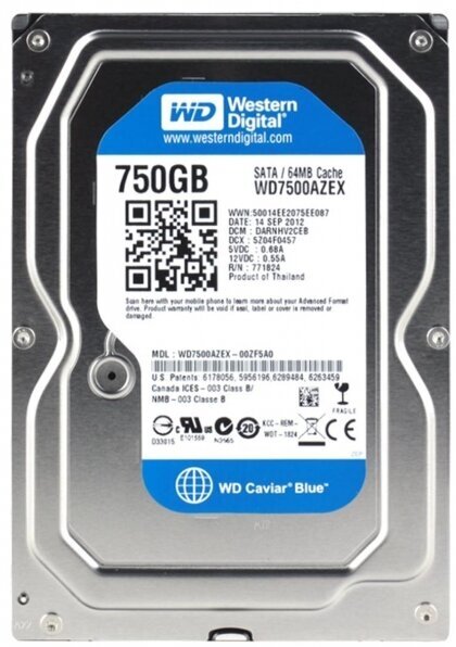 Внутренний жесткий диск Western Digital Blue WD7500AZEX 750 Гб