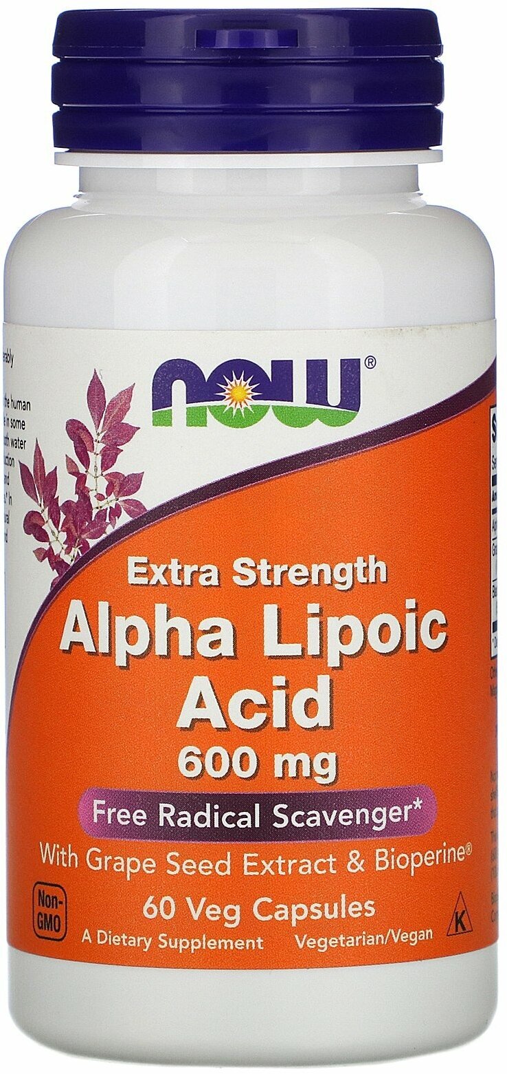 Альфа-Липоевая Кислота Экстра Alpha Lipoic Acid Extra Now Foods 600 мг 60 капсул