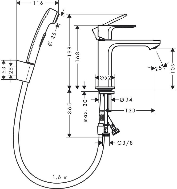 Смеситель для биде Hansgrohe Rebris 72216000 - фото №2