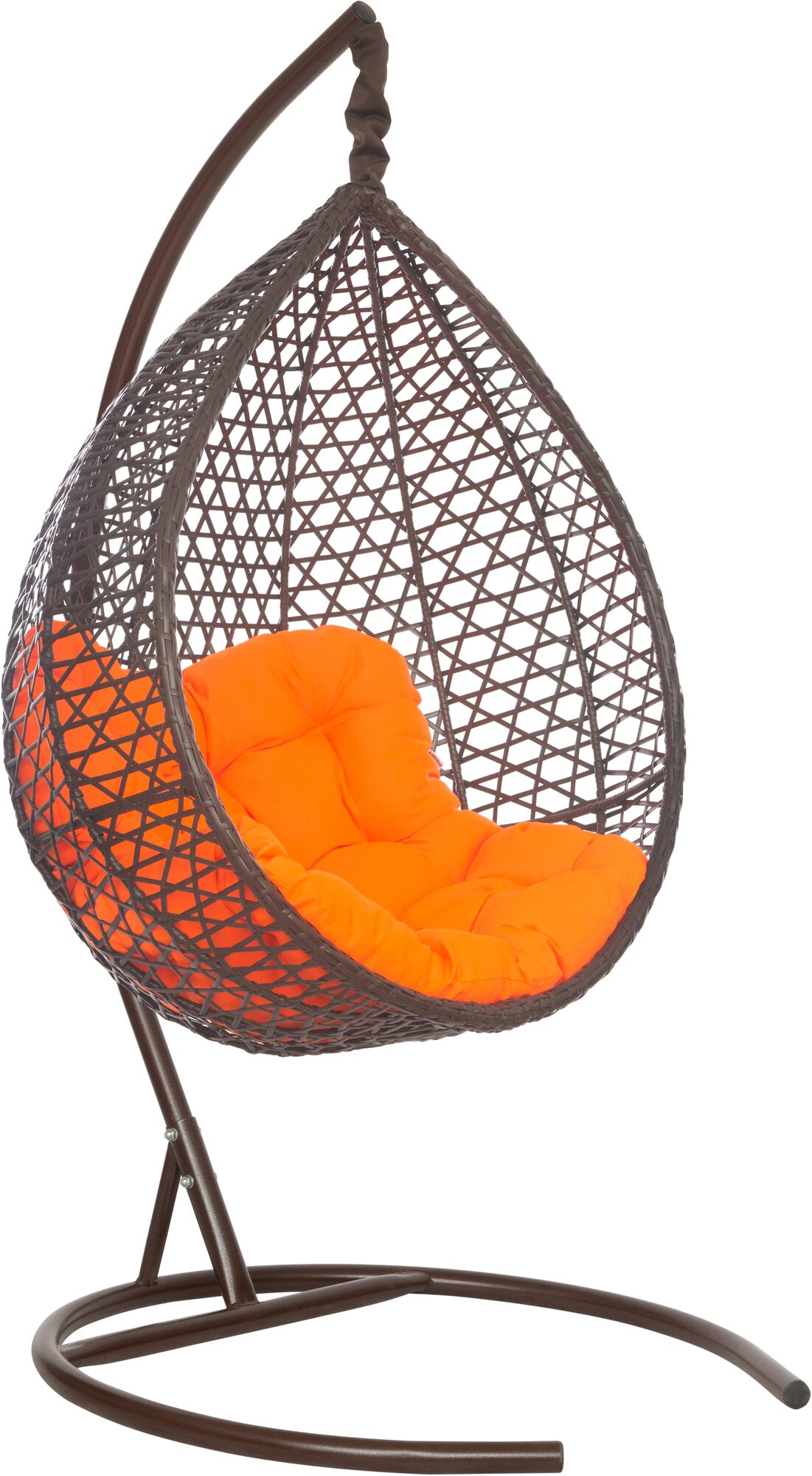 Подвесное кресло-кокон MONTBLANC коричневый + каркас (оранжевая подушка Relax) - фотография № 1