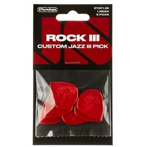 Медиаторы 1 мм, 6 шт. Dunlop 570P138 Rock III Custom Jazz lll 6Pack