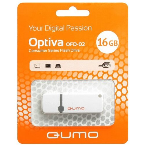 Флешка 16GB QUMO USB 2.0 Optiva 02 , белая