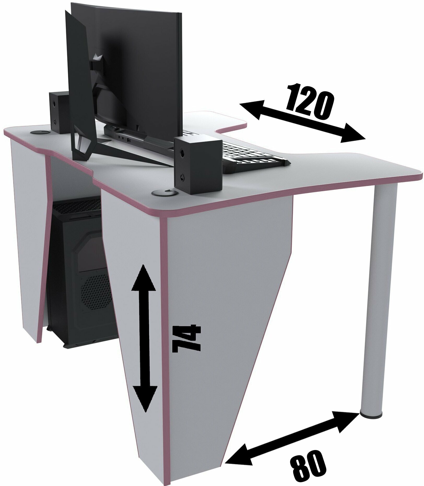 Геймерский игровой компьютерный письменный стол Вектор белый розовый - фотография № 6