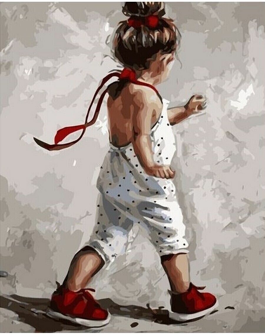 Девочка в красных ботинках 40х50