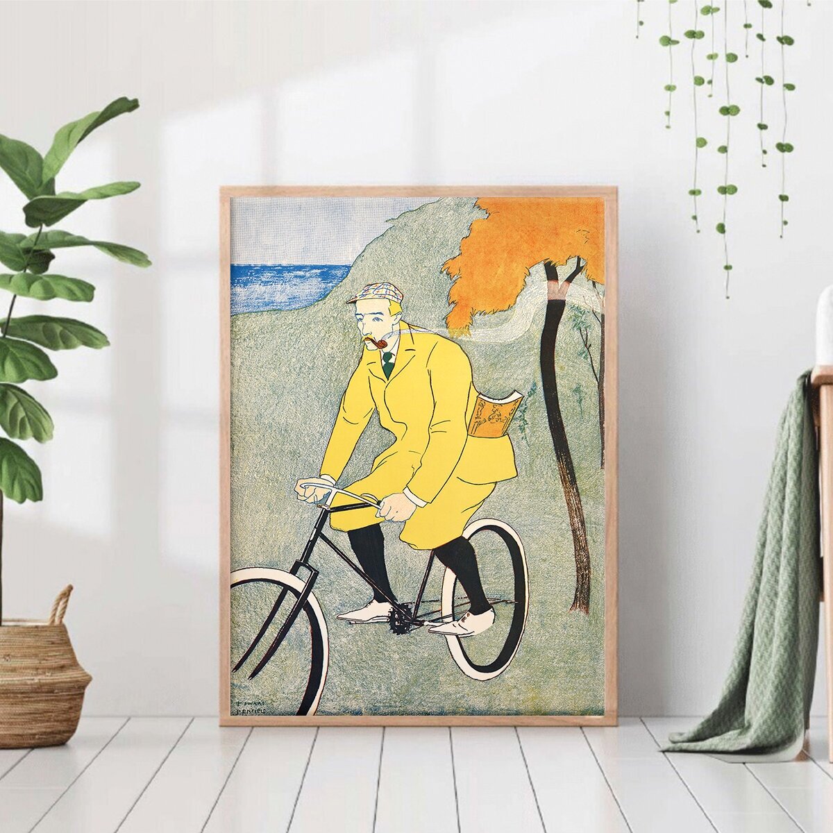 Постер без рамки "Мужчина на велосипеде" 30 на 40 в тубусе / Картина для интерьера / Плакат / Постер на стену / Интерьерные картины