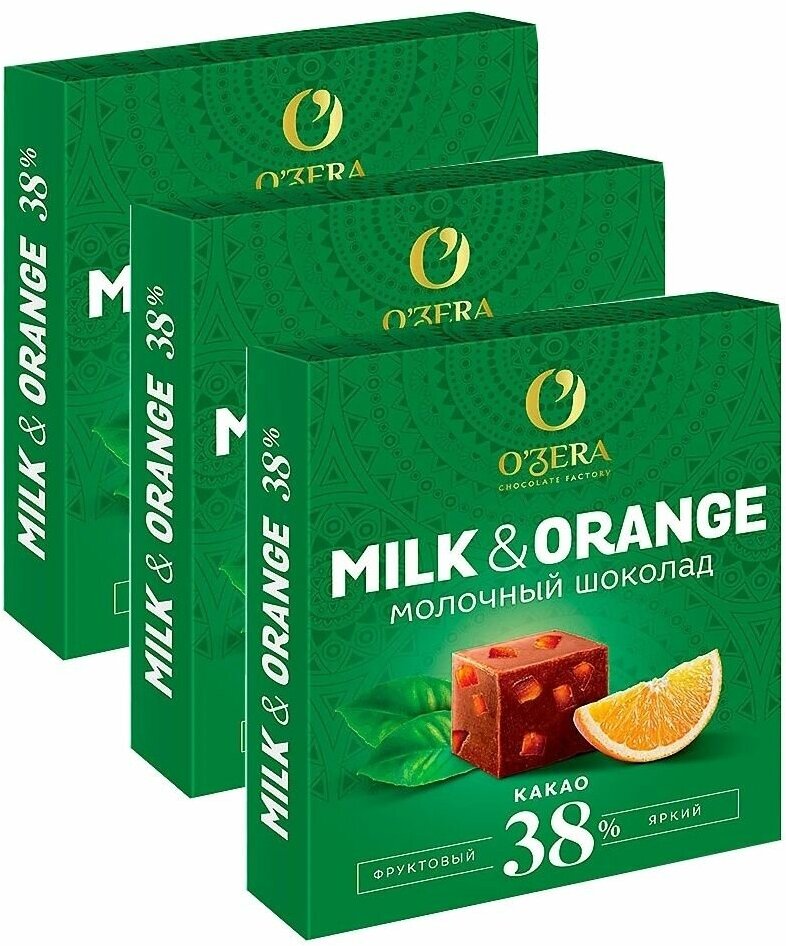 Шоколад OZera Milk & Orange 3 по 90г - фотография № 1