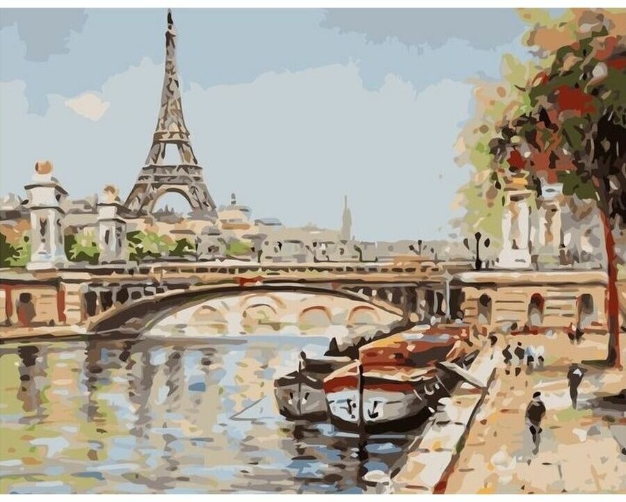 Париж река Сена Франция 40х50