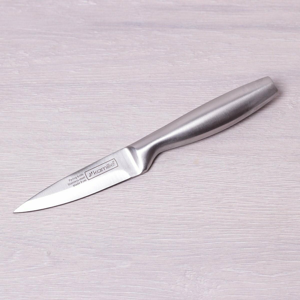Нож для чистки овощей из нержавеющей стали с полой ручкой (лезвие 8.5см; рукоятка 11см) KAMILLE.