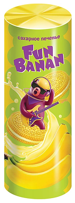 Печенье-сэндвич "Fun Banan" сахарное, с банановым вкусом, 220 г