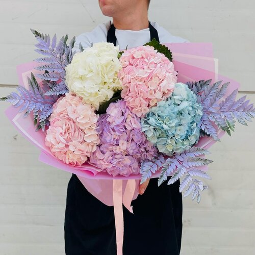 Изображение товара Монобукет Rybe Flowers, гортензии микс, дизайн, высота 50 см