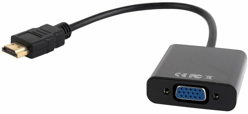 Переходник Cablexpert HDMI-VGA A-HDMI-VGA-03, 19M/15F, длина 15см, Jack3.5 аудиовыход