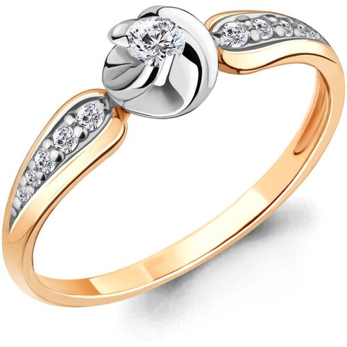 фото Золотое кольцо aquamarine 962112к с бриллиантом diamant-online