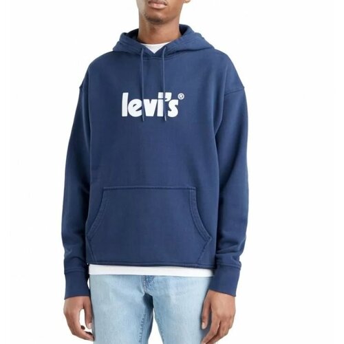 Толстовка Levi's, силуэт прямой, средней длины, трикотажная, размер L, синий