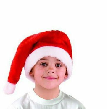 Колпак мех красный с бородой р.52-54 101 — фото 1