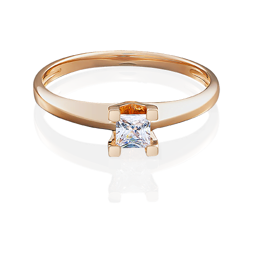 Кольцо помолвочное PLATINA красное золото, 585 проба, Swarovski Zirconia, размер 17