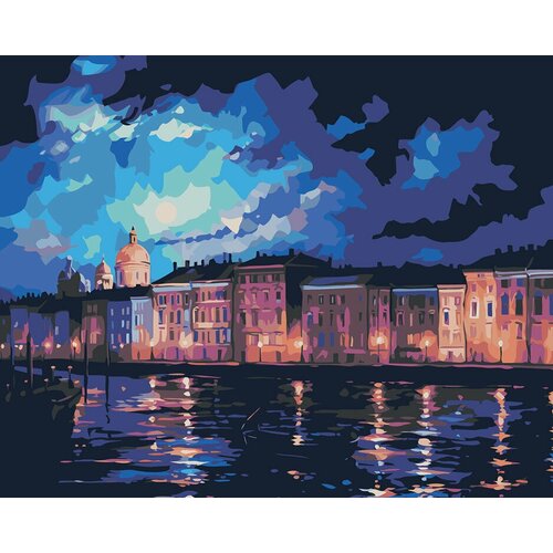 Картина по номерам ЖПН Питер: Луна над Невой, Раскраска 40x50 см, Санкт-Петербург