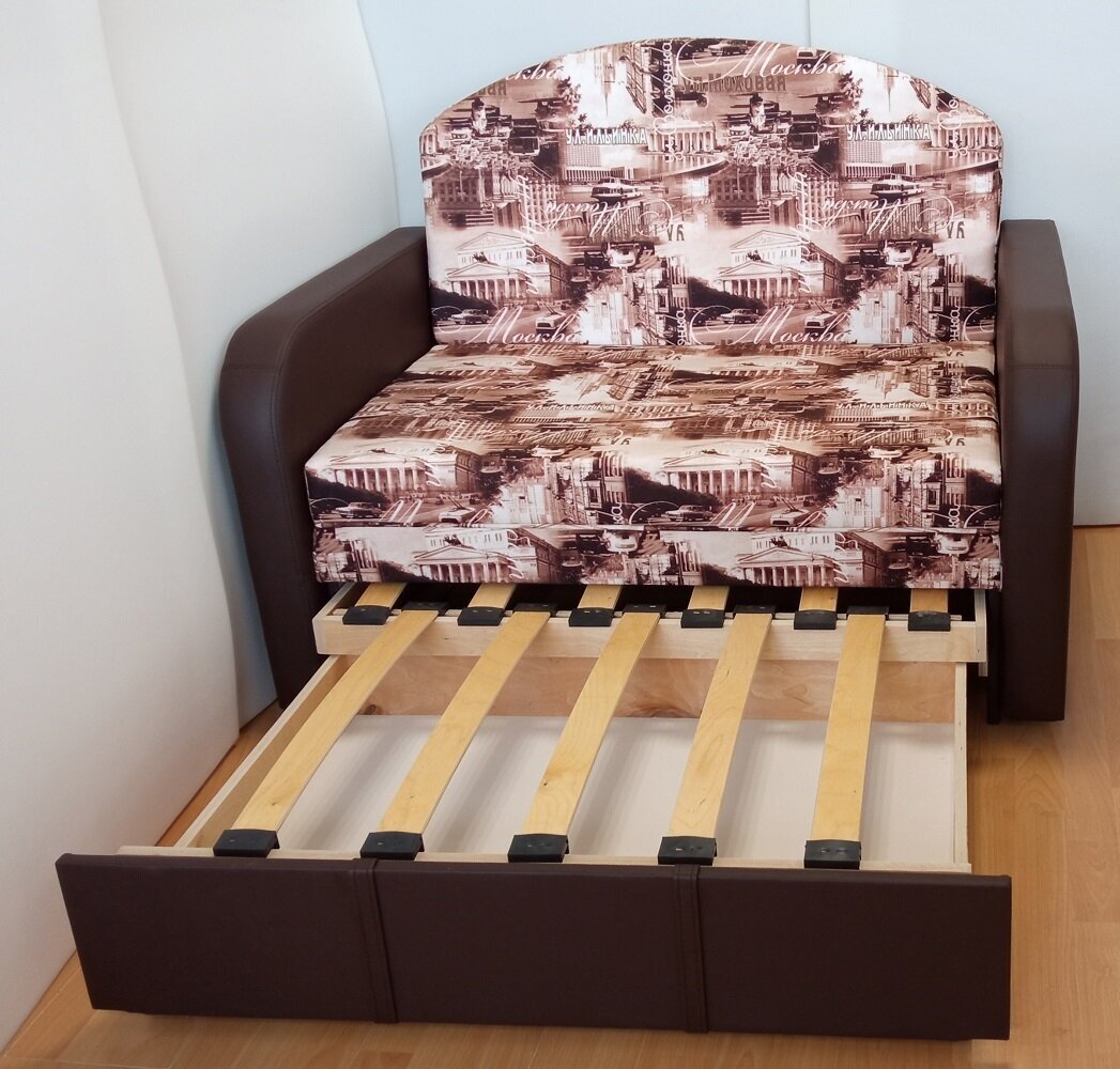 Раскладной диван-кровать StylChairs Соня, обивка: текстиль/экокожа, цвет: шоколад - фотография № 5