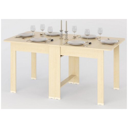 Стол-книжка раскладной обеденный 170 см со скругленными углами МагМебель Ральф-8 дуб молочный